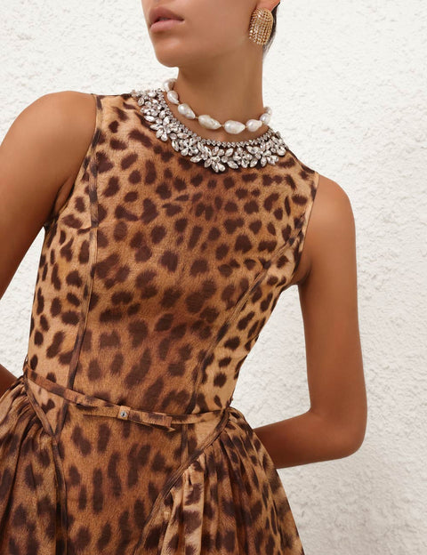 Leopard Print Sleeveless Mini Dress