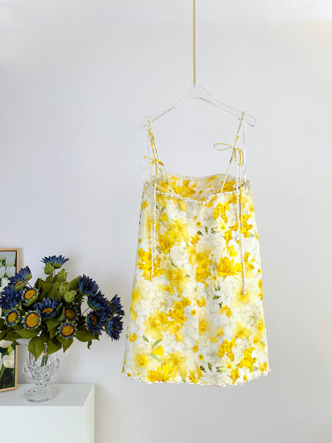 Shell trim straight strap dress