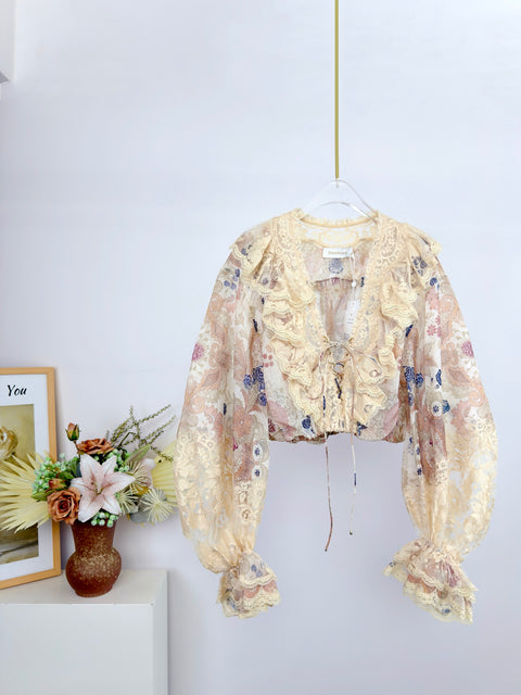 Lace Long Sleeve Top and Skirt