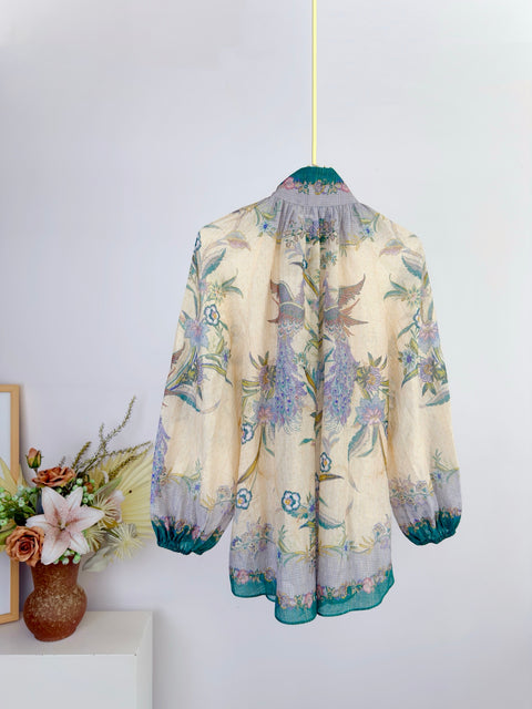 Silk Long Sleeve Stand Collar Shirt and Pant