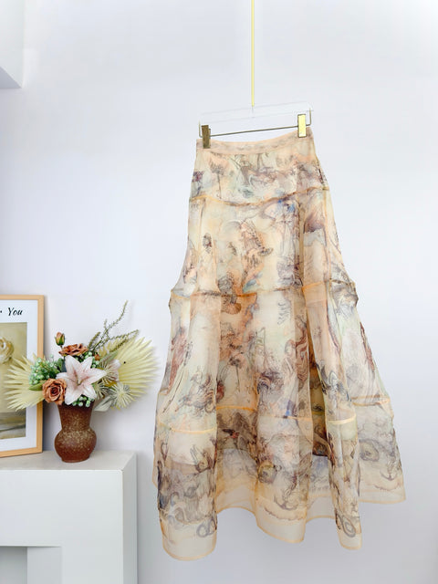 Layered Silk Maxi Skirt