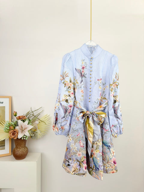 Stand-Collar REBELLION Button-Down Mini Dress