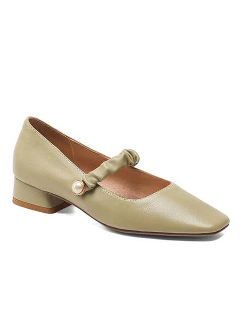 Mary Jane Square Toe Block Heel