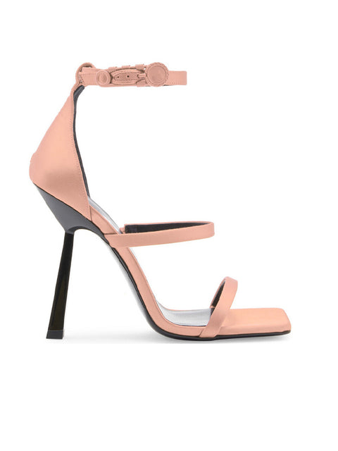 Ankle Strap Square Toe Silk Sandal