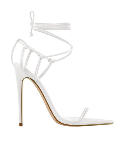 Lace Up Stiletto Leather Sandal