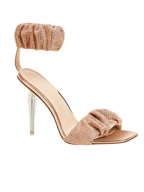 Rhinestone Square Toe Stiletto Sandal