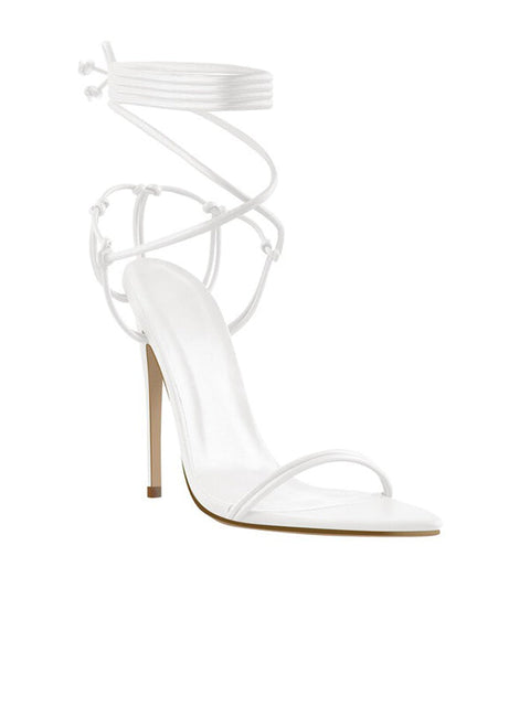 Lace Up Stiletto Leather Sandal