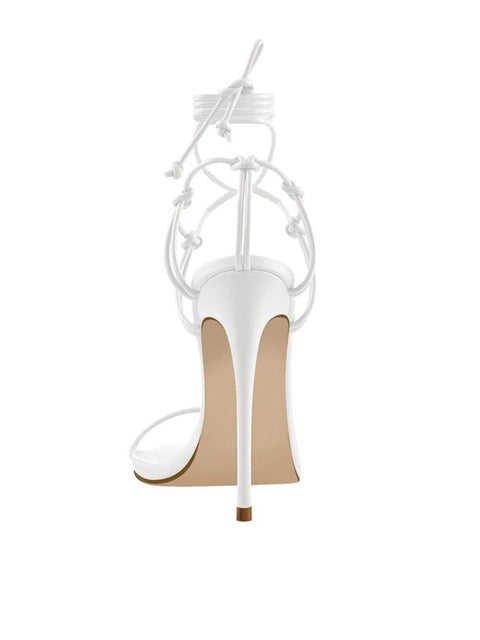 Lace Up Stiletto Leather Sandal