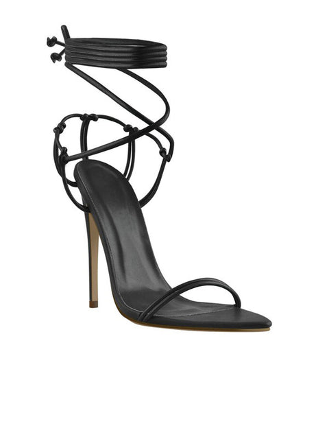 Lace Up Stiletto Leather Sandal