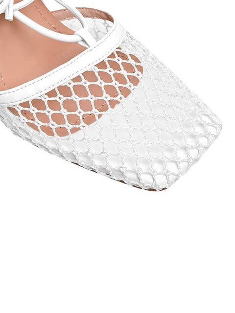 Lace Up Mesh Square Toe Sandal