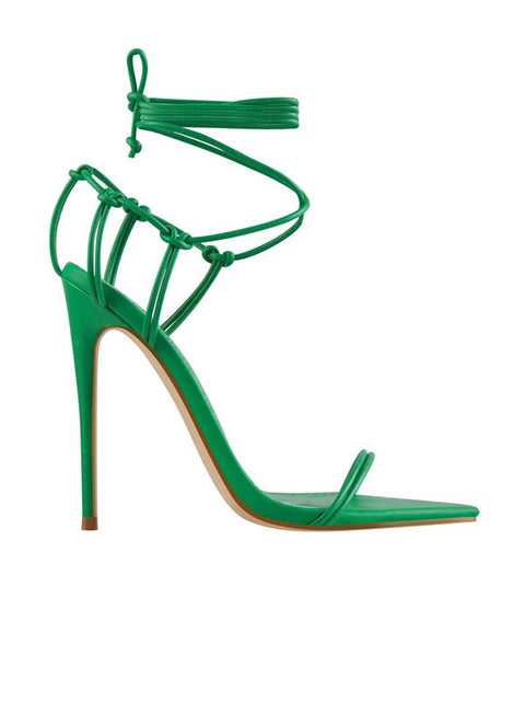Lace Up Stiletto Leather Sandal