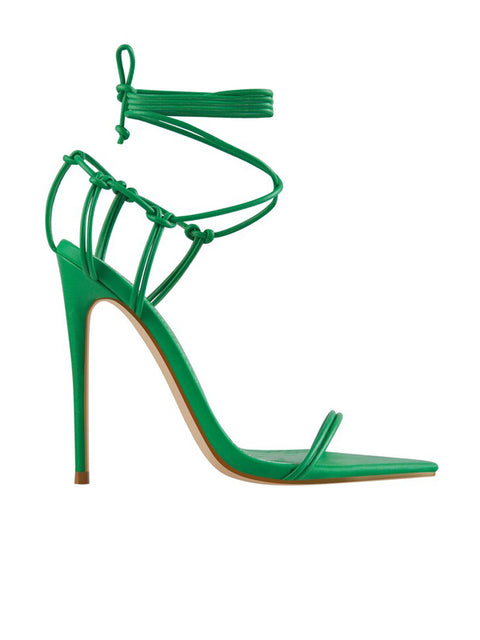 Lace Up Stiletto Leather Sandal