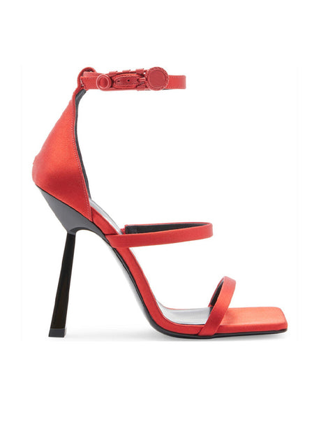 Ankle Strap Square Toe Silk Sandal
