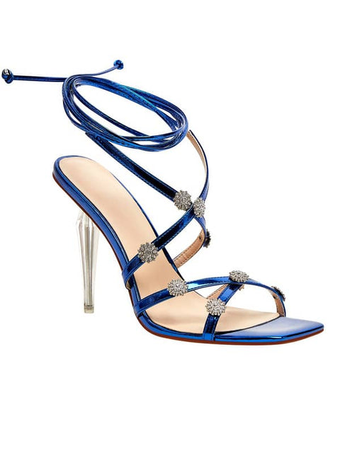 Lace Up Square Toe Leather Sandal