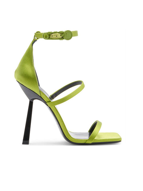 Ankle Strap Square Toe Silk Sandal