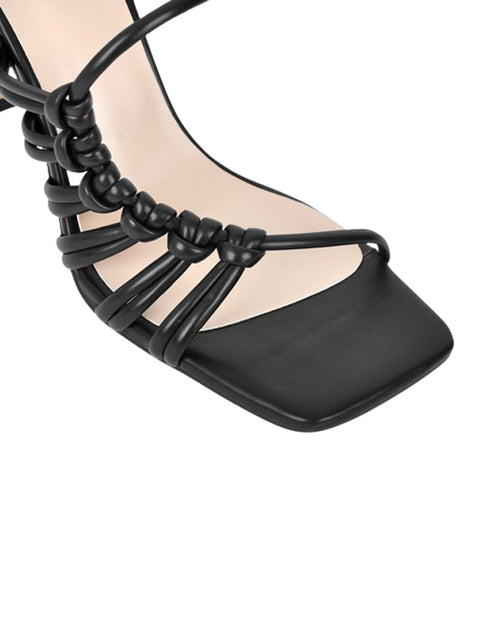 Lace Up Square Toe Leather Sandal