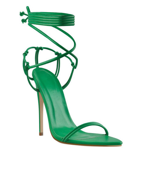 Lace Up Stiletto Leather Sandal