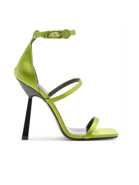 Ankle Strap Square Toe Silk Sandal