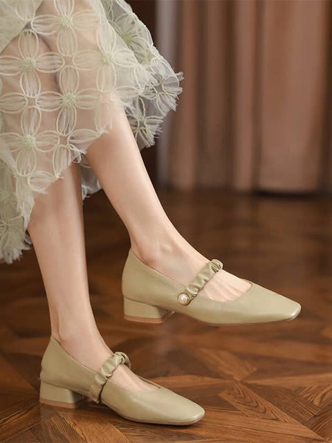 Mary Jane Square Toe Block Heel