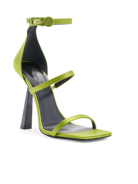 Ankle Strap Square Toe Silk Sandal
