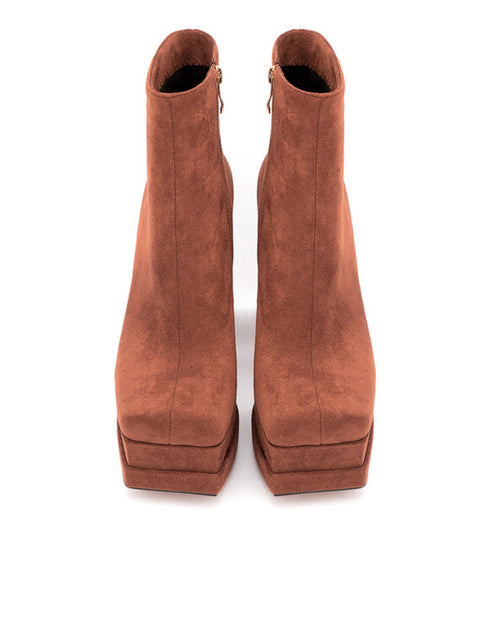 Square Toe Platform Suede Bootie