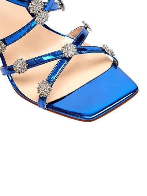 Lace Up Square Toe Leather Sandal