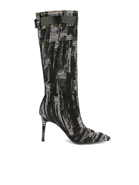 Punk Pointed Toe Denim Boot