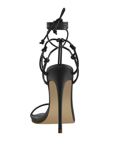 Lace Up Stiletto Leather Sandal
