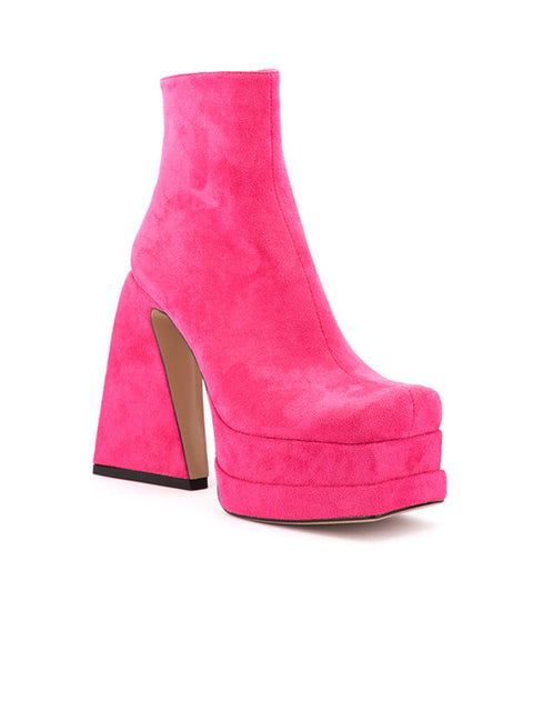 Square Toe Platform Suede Bootie