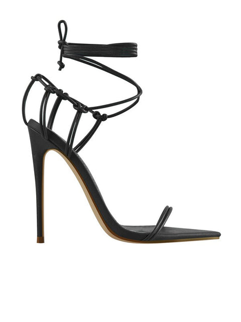 Lace Up Stiletto Leather Sandal