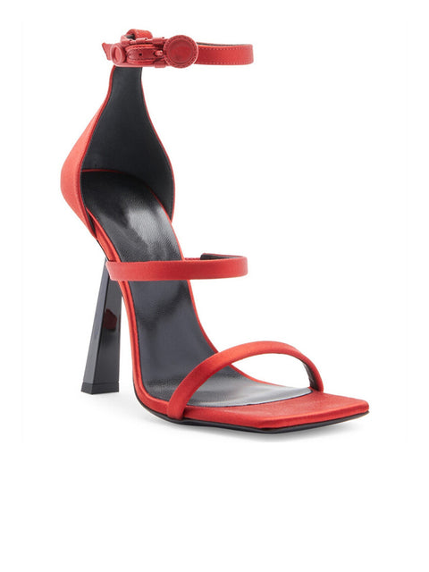 Ankle Strap Square Toe Silk Sandal