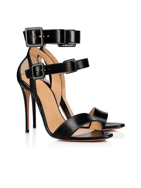 Ankle Strap Buckles Leather Sandal