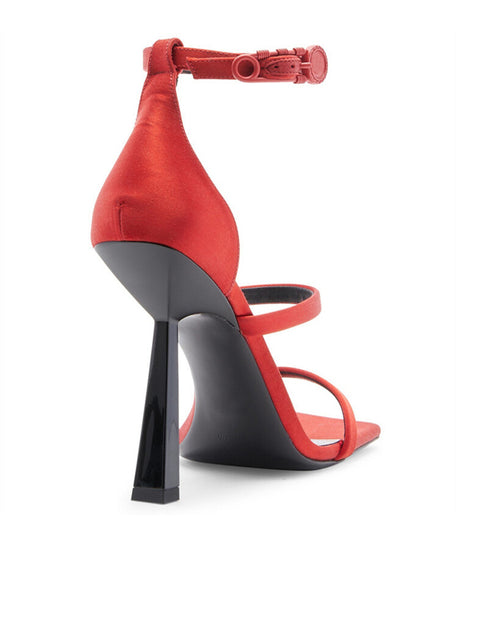 Ankle Strap Square Toe Silk Sandal