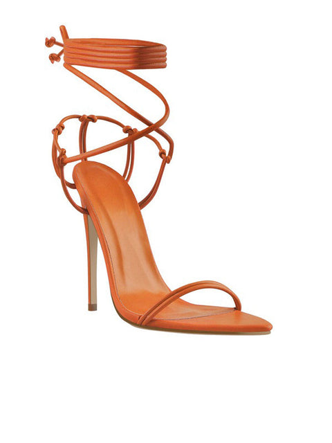 Lace Up Stiletto Leather Sandal