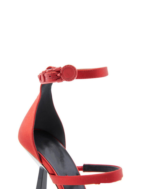 Ankle Strap Square Toe Silk Sandal