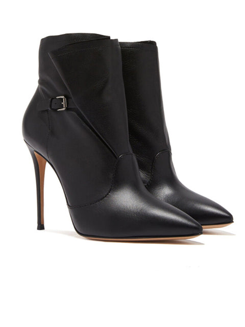 Minimalist Buckles Leather Bootie