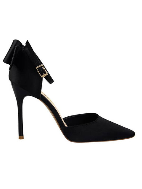 Pointed Toe Silk Bow Stiletto Sandal
