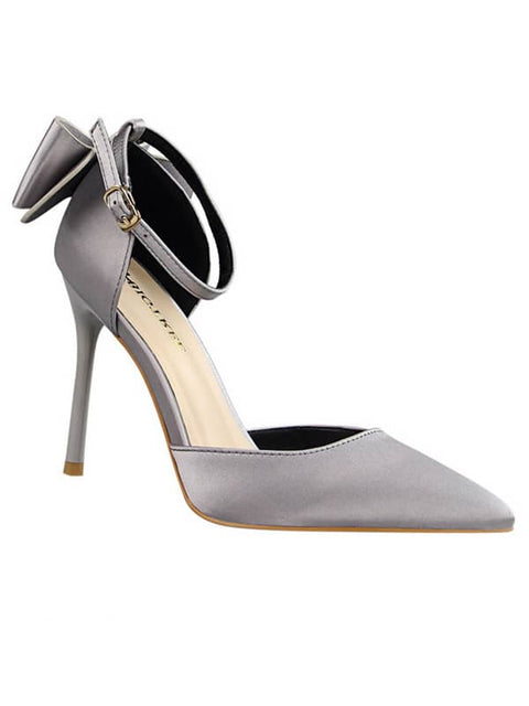 Pointed Toe Silk Bow Stiletto Sandal