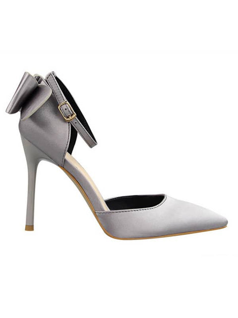 Pointed Toe Silk Bow Stiletto Sandal