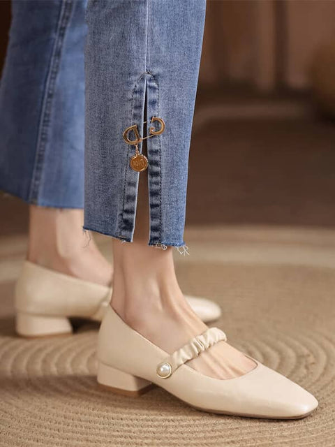 Mary Jane Square Toe Block Heel
