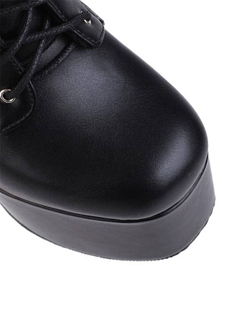 Side Zipper Platform Block Heel &Ankle Boots