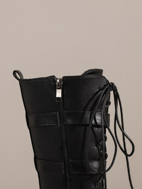 Fashion Bat Buckles Square Toe&Boots
