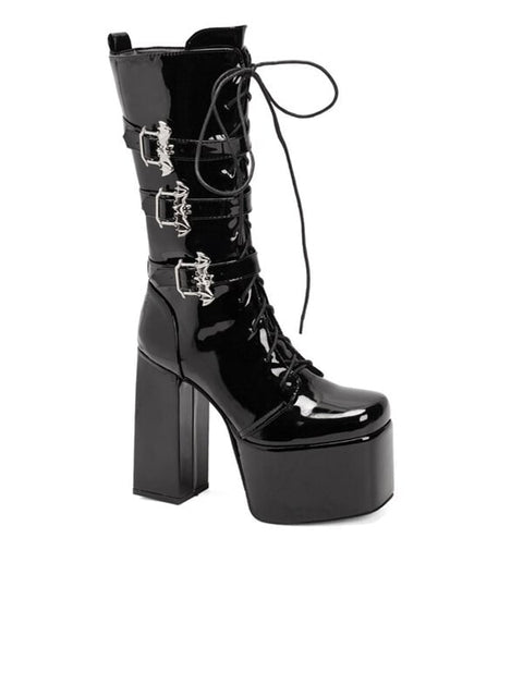 Fashion Bat Buckles Square Toe&Boots